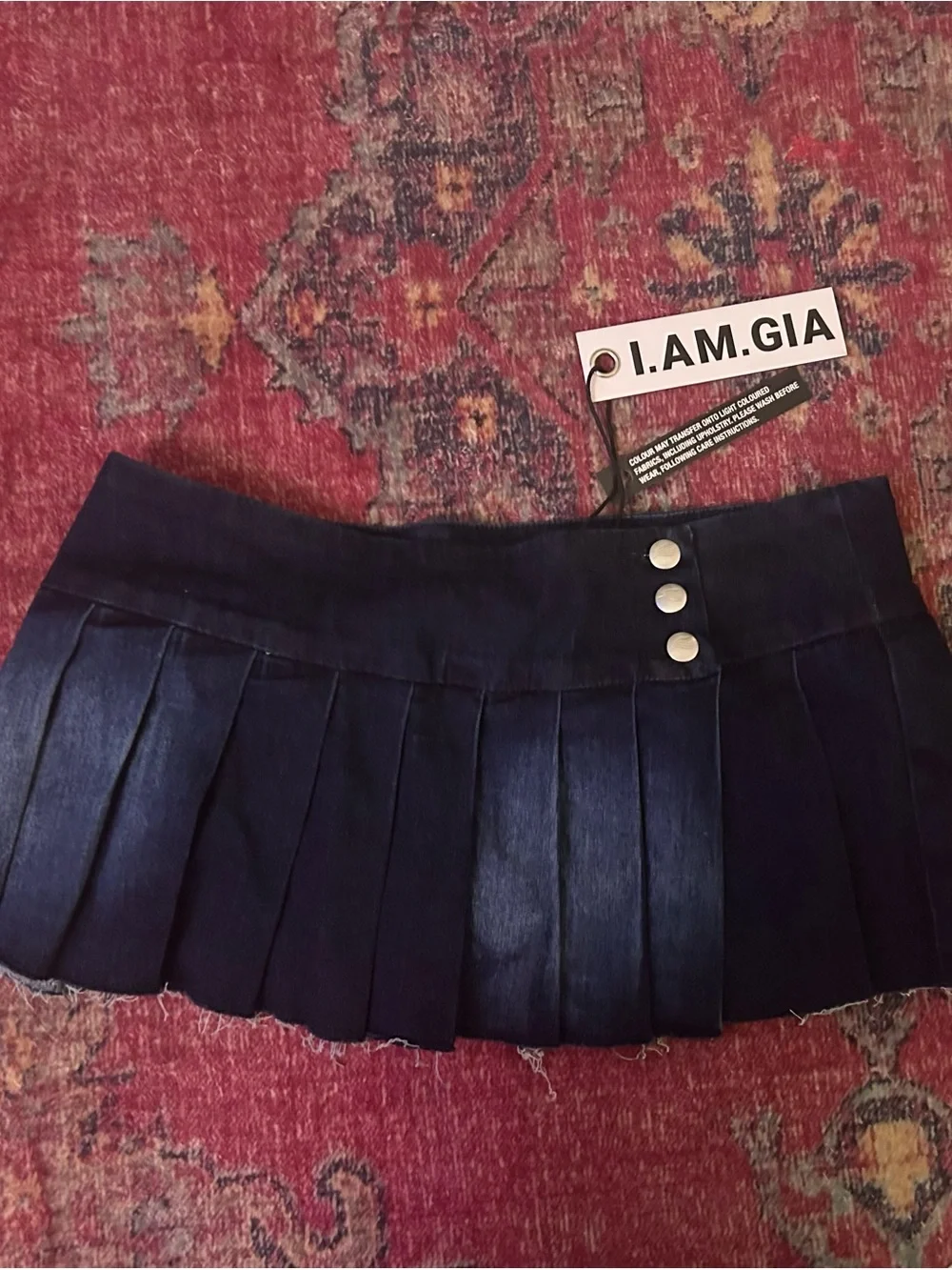I.AM.GIA Women's Navy Pleated Mini Skirt